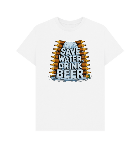 White Save Water, Drink Beer T-Shirt